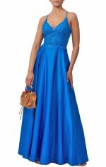 River Satin Fit and Flare Dress SALE